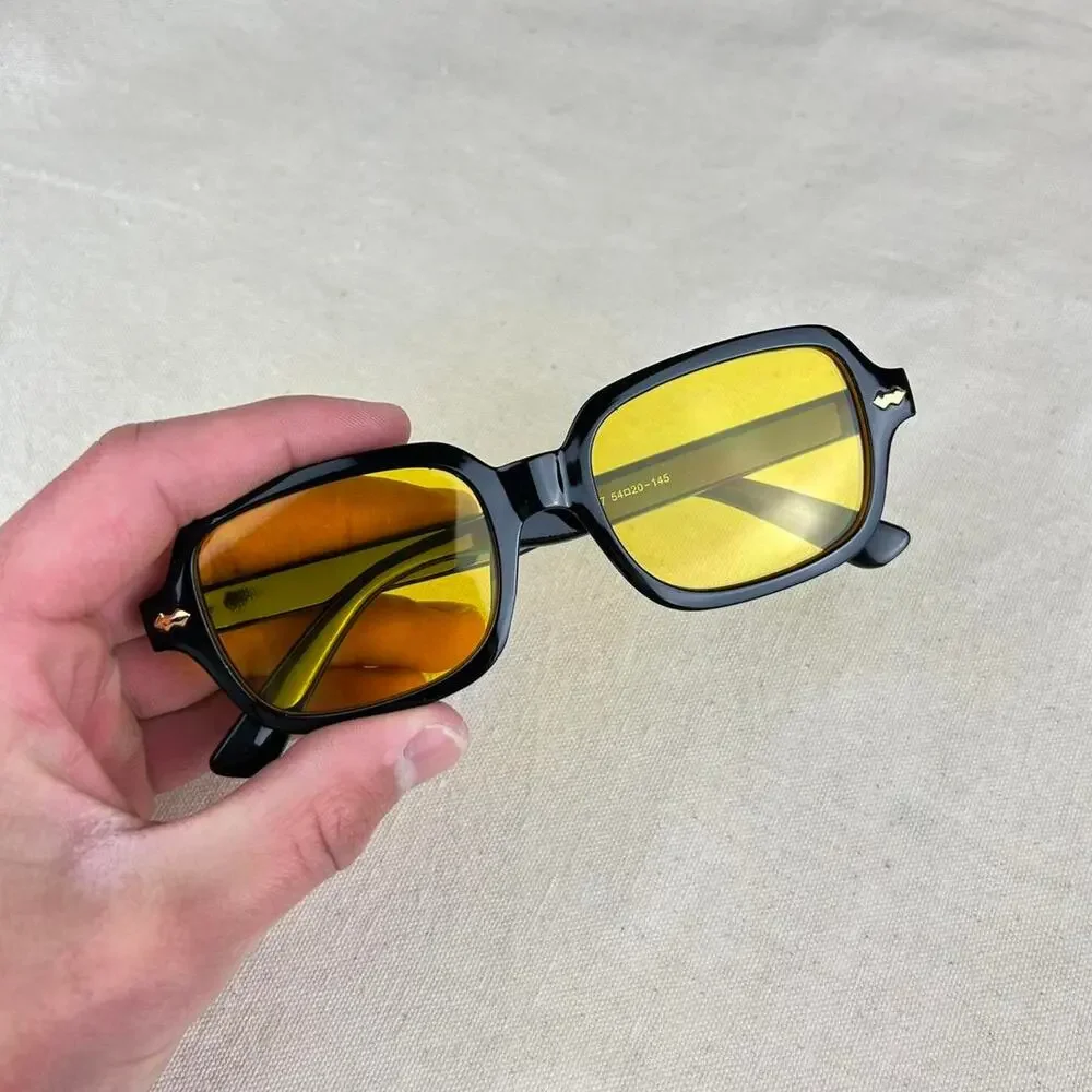 Vintage unique retro style black rounded square sunglasses cyber grunge techno